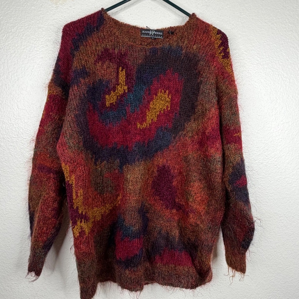 Jeanne Pierre Women's Sweater Multicolor Fuzzy Fall Size Large
